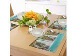 Tovagliette Abakuhaus Rainforest, Cascata Nella Foresta Pluviale Tropicale Sunny Vacation Fresh Lake Waterscape, Tiscjdeco In Tessuto Resistente Al Lavaggio Per La Sala Da Pranzo E La Cucina, Verde Marrone Turchese