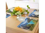 Abakuhaus Tovagliette Europee, Il Canyon Piva Con Bacino Idrico Montenegro Balcani Europa Sunlights, Tiscjdeco In Tessuto Resistente Al Colore Per La Sala Da Pranzo E La Cucina, Azzurro Aqua