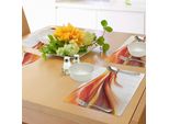 Abakuhaus Tovagliette Astratte, Moderne E Contemporanee, Linee Morbide Sfocate, Stile Camice, Stampa Flowing Rays, Tiscjdeco In Tessuto Resistente Al Lavaggio Per Sala Da Pranzo E Cucina, Arancione Rosso