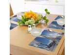 Tovagliette Abakuhaus Con Barca A Vela, Barca A Vela In Mare, Tema Marittimo Con Riflessi Solari Luminosi, Tiscjdeco In Tessuto Resistente Al Lavaggio Per Sala Da Pranzo E Cucina, Bianco E Blu