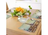 Abakuhaus Tovagliette Torre Eiffel, Torre Eiffel - Vendemmia Storica - Panorama Urbano - Monumento Famoso - Arte Urbana, Tiscjdeco In Tessuto Resistente Ai Colori Per La Sala Da Pranzo E La Cucina, Verde Mandorla Giallo