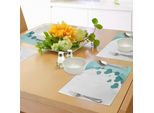 Abakuhaus Tovagliette Turchesi, San Valentino Romantic Art Con Cuori, Stelle, Tema Matrimonio, Felicità, Tiscjdeco In Tessuto Resistente Al Lavaggio Per Sala Da Pranzo E Cucina, Turchese Bianco Verde Acqua