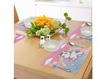 Abakuhaus Tovagliette Per Ragazze Adolescenti, Unicorno Con Arcobaleno E Nuvole Di Note Musicali Nel Cielo Fantastica Stampa Artistica, Tiscjdeco In Tessuto Resistente Al Lavaggio Per La Sala Da Pranzo E La Cucina, Giallo Rosa
