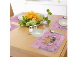 Tovagliette Per Ragazze Adolescenti Abakuhaus, Stampa Con Principessa Sorridente E Felice Con Grandi Occhiali A Forma Di Cuore Sullo Sfondo, Decorazione Da Tavola In Tessuto Resistente Al Lavaggio Per Sala Da Pranzo E Cucina, Giallo Rosa