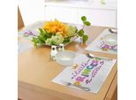 Tovagliette Per Ragazze Adolescenti Abakuhaus, Scritta Little Princess Su Sfondo A Pois Con Allegra Illustrazione, Tessuto Lavabile E Resistente Al Lavaggio Per Sala Da Pranzo E Cucina, Colore Fucsia E Verde.