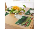 Tovagliette Abakuhaus Con Motivo Funghi, Agarico Volante, Paese Delle Meraviglie Magico, Prato, Paesaggio, Greenwood, Tiscjdeco In Tessuto Resistente Al Lavaggio Per Sala Da Pranzo E Cucina, Verde Mela, Verde Felce, Arancione