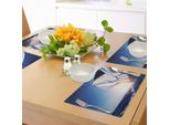 Tovagliette Abakuhaus Con Motivo Barca A Vela, Barca A Vela In Azione, Avventura Estiva, Acqua, Trasporto, Tramonto, Viaggio, Stampa, Tiscjdeco In Tessuto Resistente Al Lavaggio Per Sala Da Pranzo E Cucina, Blu Scuro E Bianco.