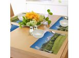 Abakuhaus Germania Tovagliette, Villaggio Alpino Bavarese Di Berchtesgaden E Watzmann Germania, Tiscjdeco In Tessuto Resistente Al Lavaggio Per La Sala Da Pranzo E La Cucina, Verde Felce Azzurro Cielo