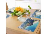 Tovagliette Hawaiane Abakuhaus, Na Pali Coast Sull'isola Di Kauai In Una Giornata Di Sole - Skyline Costiero E Montuoso Delle Hawaii, Tiscjdeco In Tessuto Resistente Ai Colori Per La Sala Da Pranzo E La Cucina, Verde Marrone Blu