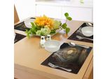 Abakuhaus Tovagliette Fantasia, Paesaggio Fantasy Con Orologio Dream Sky Rays Dal Soffitto, Grafica Immaginaria, Tiscjdeco In Tessuto Resistente Al Lavaggio Per La Sala Da Pranzo E La Cucina, Marrone E Verde Acqua