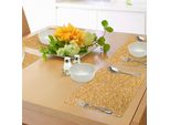Abakuhaus Tovagliette Gialle, Texture Giallo Dorato Con Pois Retrò E Stelle, Stampa Natalizia Illuminata, Decorazioni Da Tavola In Tessuto Resistente Al Lavaggio Per Sala Da Pranzo E Cucina, Arancione