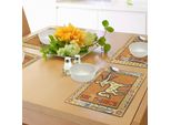 Tovagliette Abakuhaus Astrology, Icona Stilizzata Dell'oroscopo Con Freccia Su Sfondo Mistico - Design Esoterico Mitologico, Tiscjdeco In Tessuto Resistente Al Lavaggio Per La Sala Da Pranzo E La Cucina, Arancione Giallo