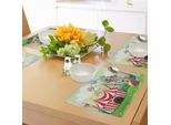 Tovagliette Abakuhaus Zirkus, Illustrazione Di Un Clown In Equilibrio Su Una Palla Gonfiabile Con Stampa Carnevalesca, Tovaglietta Decorativa In Tessuto Resistente Ai Colori Per La Sala Da Pranzo E La Cucina, Multicolore