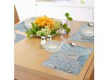 Tovagliette Abakuhaus Con Motivo Pavone, Motivo Pavone Su Sfondo Colorato, Stampa Grafica Elegante E Ricercata, Decorazione Da Tavola In Tessuto Resistente Al Lavaggio Per La Sala Da Pranzo E La Cucina, Azzurro E Giallo.