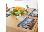 Abakuhaus Tovagliette Europee, Vecchia Cattedrale E Palazzo Reale Nella Stampa Urbana Madrid Mediterrenean City Europe, Tiscjdeco In Tessuto Resistente Al Colore Per La Sala Da Pranzo E La Cucina, Multicolore