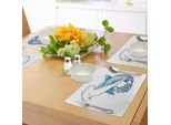 Abakuhaus Tovagliette Astratte, Squalo Martello, Elaborato Tema Marino Sottomarino, Vita Oceanica, Animali Marini, Tiscjdeco In Tessuto Resistente Al Colore Per La Sala Da Pranzo E La Cucina, Bianco, Blu, Acquamarina