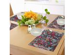 Abakuhaus Tovagliette Astratte, Mosaico Colorato Con Fiori E Girasoli, Decorazioni Ricciolute, Vetro Colorato, Design Vivace, Tovagliette Decorative In Tessuto Resistente Ai Colori Per La Sala Da Pranzo E La Cucina, Multicolore