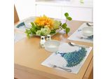 Tovagliette Abakuhaus Con Pavone, Illustrazione Di Pavone E Fiori, Design Classico Sinuoso E Artistico, Tema Animale Tropicale, Decorazione Da Tavola In Tessuto Resistente Al Lavaggio Per Sala Da Pranzo E Cucina, Giallo E Blu.
