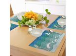 Abakuhaus Tovagliette Nautiche, Tema Marino Con Barchette Di Carta, Delfini Felici, Creature Marine Sottomarine, Decorazioni Da Tavola In Tessuto Resistente Al Lavaggio Per La Sala Da Pranzo E La Cucina, Verde Mare, Bianco, Blu