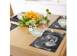 Tovagliette Abakuhaus Elefante, Elefantino Che Cerca Conforto Presso La Madre, Ritratto Artistico Monocolore, Decorazione Da Tavola In Tessuto Resistente Al Lavaggio Per Sala Da Pranzo E Cucina, Grigio Antracite Grigio Chiaro