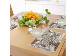 Tovagliette Abakuhaus Kolibri, Motivo Con Uccelli E Fiori - Stile Classico - Disegno Ornamentale - Stampa Floreale, Tiscjdeco In Tessuto Resistente Al Lavaggio Per Sala Da Pranzo E Cucina, Marrone Avorio