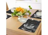 Tovagliette Abakuhaus Safari, Tigre Bianca - Stagione Invernale - Ritratto Di Animale Raro Con Motivi Animali, Tiscjdeco In Tessuto Resistente Al Lavaggio Per La Sala Da Pranzo E La Cucina, Grigio Antracite Grigio Chiaro