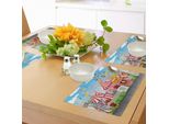 Tovagliette Abakuhaus Circus, Carnevale Con Tante Giostre E Negozi Illustrazione Paesaggio E Cielo Nuvoloso View Print, Tiscjdeco In Tessuto Resistente Ai Colori Per La Sala Da Pranzo E La Cucina, Multicolore