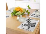 Tovagliette Abakuhaus Con Motivo A Corna Di Cervo, Disegno Tatuaggio A Forma Di Ritratto Creativo Di Cervo Nei Colori Bianco E Nero, Tiscjdeco In Tessuto Resistente Al Lavaggio Per La Sala Da Pranzo E La Cucina, Bianco E Nero