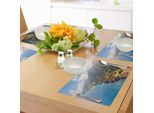 Tovagliette Hawaiane Abakuhaus, Na Pali Coast Sull'isola Di Kauai - Panorama Nebbioso Con Sole E Nuvole, Tiscjdeco In Tessuto Resistente Ai Colori Per La Sala Da Pranzo E La Cucina, Verde Marrone Blu
