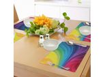 Abakuhaus Tovagliette Astratte, Arcobaleno Astratto Liscio Ispirato A Linee Sinuose, Motivo Intrecciato, Morbido, Spray Artistico, Tiscjdeco In Tessuto Resistente Al Colore Per La Sala Da Pranzo E La Cucina, Multicolore