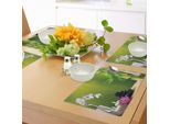 Tovagliette Abakuhaus Spa, Bambù, Fiori, Cera Di Pietra Sul Tavolo, Orchidee, Rocce, Tema Dello Stile Di Vita Sano, Sottobicchieri In Tessuto Lavabile, Decorazioni Per La Tavola Con Stampa, Verde Felce, Fucsia, Bianco