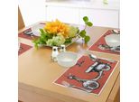 Abakuhaus Tovagliette Vintage, Simbolo Retrò Di Noleggio Biciclette, Illustrazione Classica Con Grafica Sporca, Tiscjdeco In Tessuto Resistente Al Lavaggio Per Sala Da Pranzo E Cucina, Bianco, Nero, Rosso