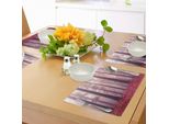 Tovagliette Abakuhaus Wald, Foresta Colorata Con Raggi Di Sole Nebbiosi, Alberi Mistici, Fantasia Selvaggia E Magica, Tiscjdeco In Tessuto Resistente Al Colore Per La Sala Da Pranzo E La Cucina, Corallo Scuro Viola