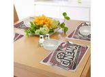 Tovagliette Abakuhaus, Tema Cinema Retrò, Stampa Vintage Con Texture Carta E Immagini Delle Star Di Hollywood, Tiscjdeco In Tessuto Resistente Al Lavaggio Per Sala Da Pranzo E Cucina, Marrone, Ecru, Verde, Rosso