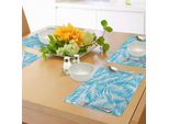 Tovagliette Abakuhaus, Foglie Di Palma Tropicali Miami Con Colori Esotici, Spiaggia Estiva Moderna, Tiscjdeco In Tessuto Resistente Al Lavaggio Per La Sala Da Pranzo E La Cucina, Blu Turchese Acquamarina