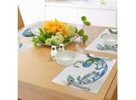 Abakuhaus Tovagliette Peacock, Peacock - Motivo Curvy Colorato - Fioritura Tropicale Estiva - Artful, Tiscjdeco In Tessuto Resistente Al Lavaggio Per Sala Da Pranzo E Cucina, Verde Rosa Blu