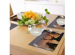 Tovagliette Abakuhaus Con Motivo Di Corna Di Cervo, Cervo Nero Su Sfondo Celeste - Costa Occidentale - Isola Del Sud - Nuova Zelanda - Natura, Tiscjdeco In Tessuto Resistente Al Lavaggio Per Sala Da Pranzo E Cucina, Sigillo Marrone Calendula