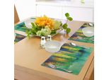 Abakuhaus Tovagliette Acquerello Fiori, Arte Astratta Primavera Fiori Acquerello Arte Pittura Immagine Natura Arte, Tiscjdeco In Tessuto Resistente Al Colore Per Sala Da Pranzo E Cucina, Giallo Verde