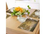 Tovagliette Abakuhaus Wald, Strada Di Campagna In Un Paesaggio Autunnale Nebbioso, Decorazione Da Tavola In Tessuto Resistente Al Lavaggio Per La Sala Da Pranzo E La Cucina, Verde Caffè Chiaro