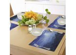 Tovagliette Fantasia Abakuhaus, Il Chiaro Di Luna Illumina La Giungla Dello Sri Lanka Hazy Rainforest Scenery Mostra Immagine, Tiscjdeco In Tessuto Resistente Al Lavaggio Per La Sala Da Pranzo E La Cucina, Verde E Blu