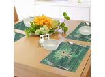 Tovagliette Abakuhaus, Sirena, Bolle D'acqua, Stella Marina, Stampa Moderna Ed Elegante, Tiscjdeco In Tessuto Resistente Al Lavaggio Per Sala Da Pranzo E Cucina, Verde
