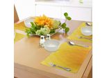 Tovagliette Abakuhaus Gialle, Illustrazione Del Motivo Moderno E Insolito Dreamlike Retro Design Art Print, Tiscjdeco In Tessuto Resistente Al Lavaggio Per La Sala Da Pranzo E La Cucina, Giallo Arancione