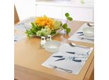 Tovagliette Abakuhaus Con Motivo Floreale, Immagine Radiografica Di Un Motivo Floreale Contemporaneo Dal Design Moderno, Tiscjdeco In Tessuto Resistente Al Lavaggio Per La Sala Da Pranzo E La Cucina, Bianco Verde Acqua