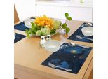 Abakuhaus Tovagliette Fantasia, Notte Magica Con Una Casetta Nel Tronco Di Un Vecchio Albero In Stampa Su Legno, Tiscjdeco In Tessuto Resistente Al Lavaggio Per La Sala Da Pranzo E La Cucina, Blu Navy