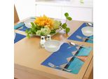 Abakuhaus Tovagliette Rustiche, Maledive Dock Con Design Tropicale Polinesiano E Acqua Cristallina, Tiscjdeco In Tessuto Resistente Al Lavaggio Per La Sala Da Pranzo E La Cucina, Turchese Crema