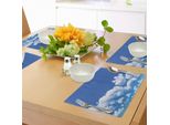 Abakuhaus Tovagliette Paesaggio, Nuvole Fluttuanti Nel Cielo In Una Giornata Estiva Soleggiata, Stampa Con Immagine Naturale, Decorazione Da Tavola In Tessuto Resistente Al Colore Per La Sala Da Pranzo E La Cucina, Bianco E Blu