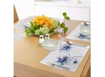Abakuhaus Tovagliette Acquerello Con Motivi Floreali, Disegno Floreale Con Delicati Colori Primaverili, Stile Retrò, Decorazioni Floreali, Tovagliette In Tessuto Resistente Allo Scolorimento Per Sala Da Pranzo E Cucina, Viola, Bianco, Blu