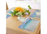 Tovagliette Abakuhaus Ocean, Spiaggia Paradisiaca In Acque Caraibiche Con Una Piccola Isola, Stampa Artistica, Decorazione Da Tavola In Tessuto Resistente Ai Colori Per La Sala Da Pranzo E La Cucina, Turchese Crema