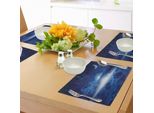 Tovagliette Fantasia Abakuhaus, Cielo Notturno Con Luna, Stelle Cadenti, Nuvole, Orizzonte, Arte Spaziale Misteriosa, Decorazioni Da Tavola In Tessuto Resistente Al Lavaggio Per Sala Da Pranzo E Cucina, Blu Navy E Bianco