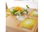 Abakuhaus Tovagliette Gialle, Mosaico Retrò, Forme Quadrate E Motivi Pixelati, Design Grafico Contemporaneo, Tiscjdeco In Tessuto Resistente Al Lavaggio Per La Sala Da Pranzo E La Cucina, Giallo Arancione